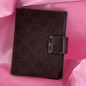 Vintage Gucci Dark Brown Agenda and Monogram Card Holder